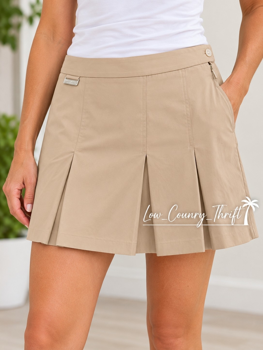 Ralph Lauren Active Skort Women's 14 Beige Pleated Golf Tennis NWT